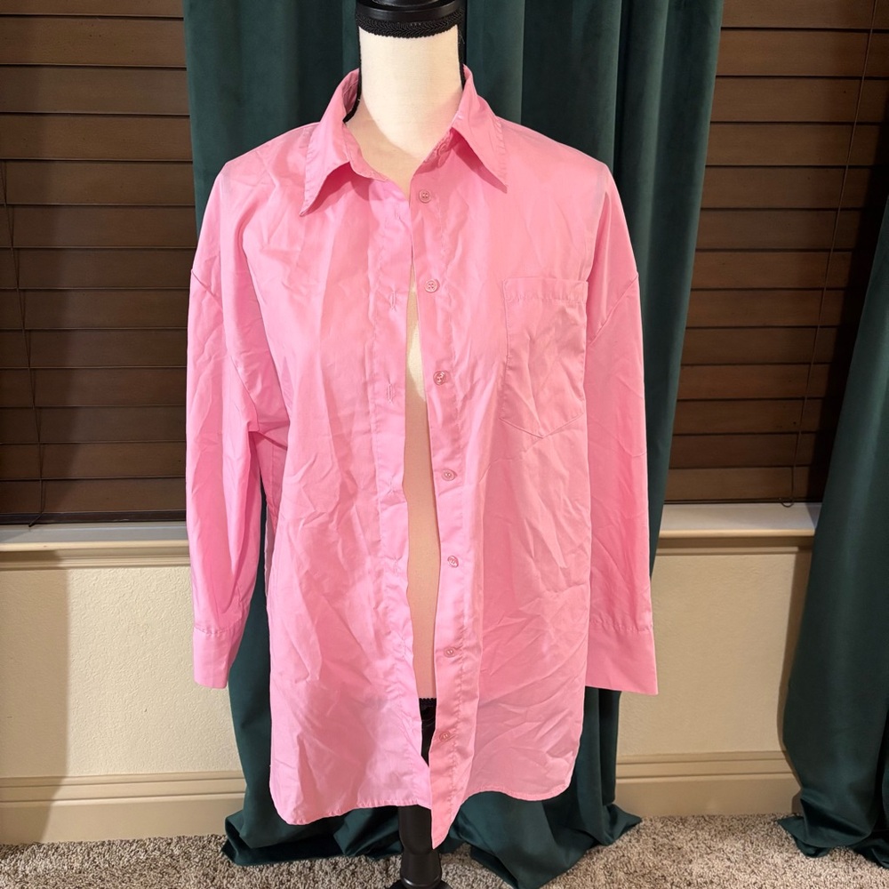 SHEIN Pink Button Down Shirt